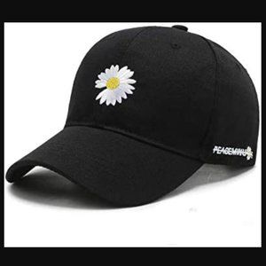 Daisy Flower PEACEMINUSONE Embroidery Baseball Cap